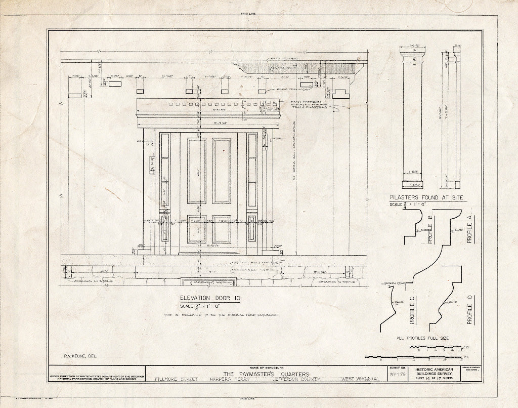 Blueprint HABS WVA,19-HARF,14- (Sheet 14 of 17) - Paymaster's Quarters, Harpers Ferry, Jefferson County, WV