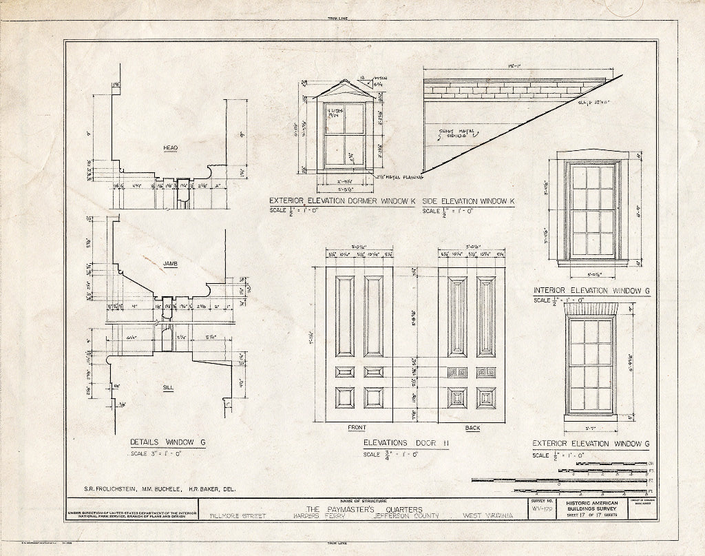 Blueprint HABS WVA,19-HARF,14- (Sheet 17 of 17) - Paymaster's Quarters, Harpers Ferry, Jefferson County, WV