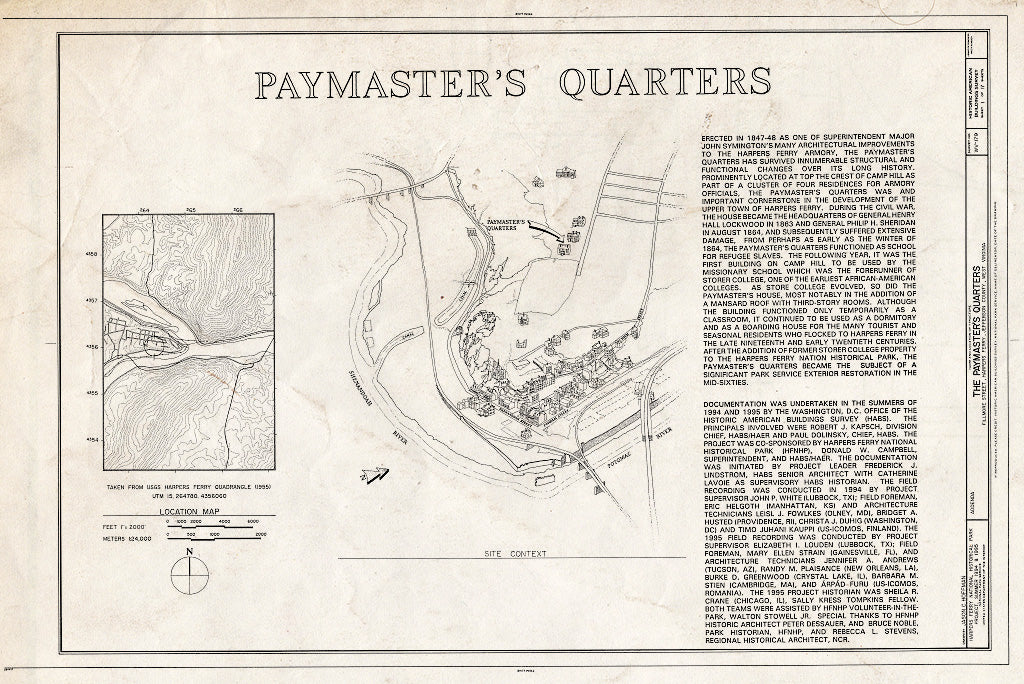 Blueprint HABS WVA,19-HARF,14- (Sheet 1 of 17) - Paymaster's Quarters, Harpers Ferry, Jefferson County, WV
