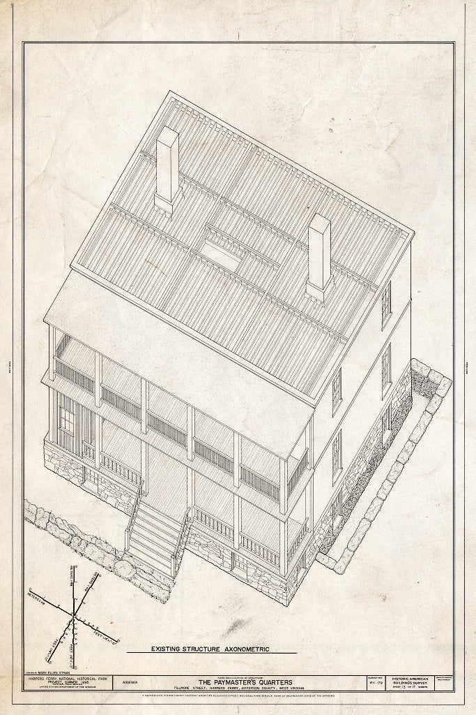 Blueprint HABS WVA,19-HARF,14- (Sheet 13 of 17) - Paymaster's Quarters, Harpers Ferry, Jefferson County, WV