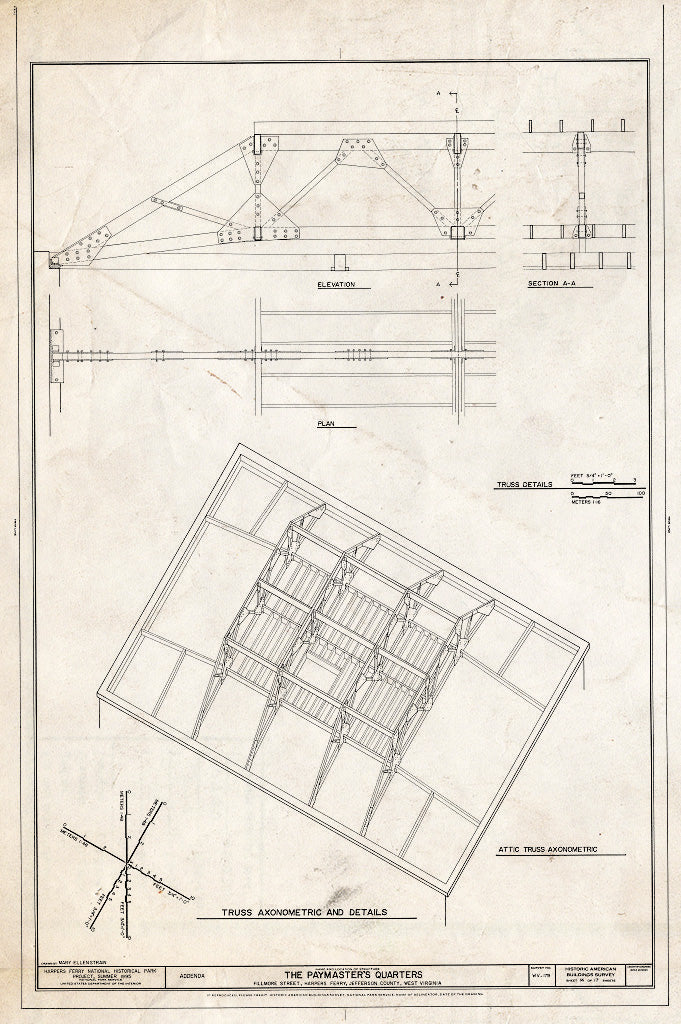 Blueprint HABS WVA,19-HARF,14- (Sheet 14 of 17) - Paymaster's Quarters, Harpers Ferry, Jefferson County, WV
