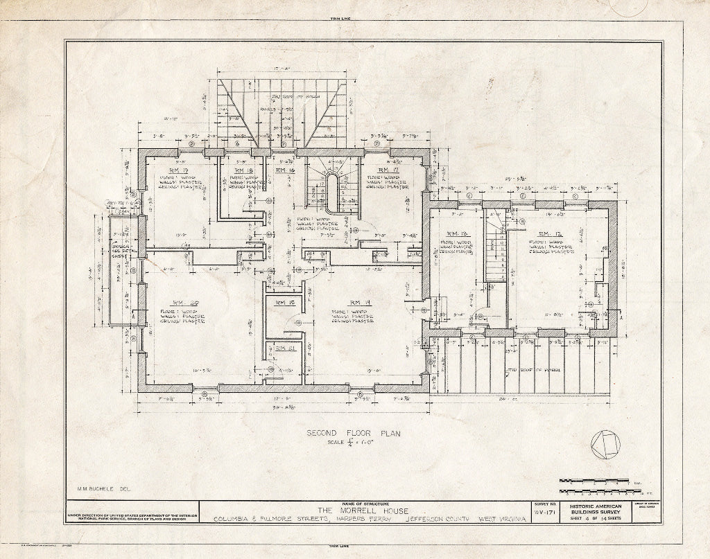 Blueprint HABS WVA,19-HARF,13- (Sheet 4 of 14) - Morrell House, Columbia & Fillmore Streets, Harpers Ferry, Jefferson County, WV