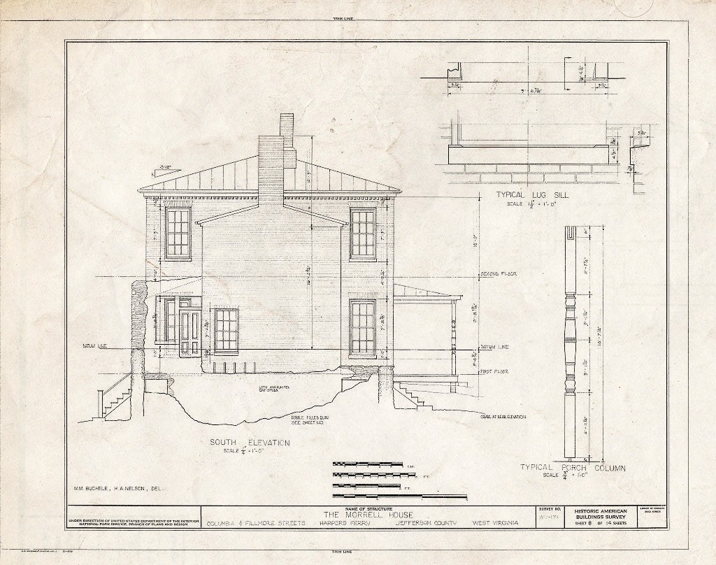 Blueprint HABS WVA,19-HARF,13- (Sheet 8 of 14) - Morrell House, Columbia & Fillmore Streets, Harpers Ferry, Jefferson County, WV