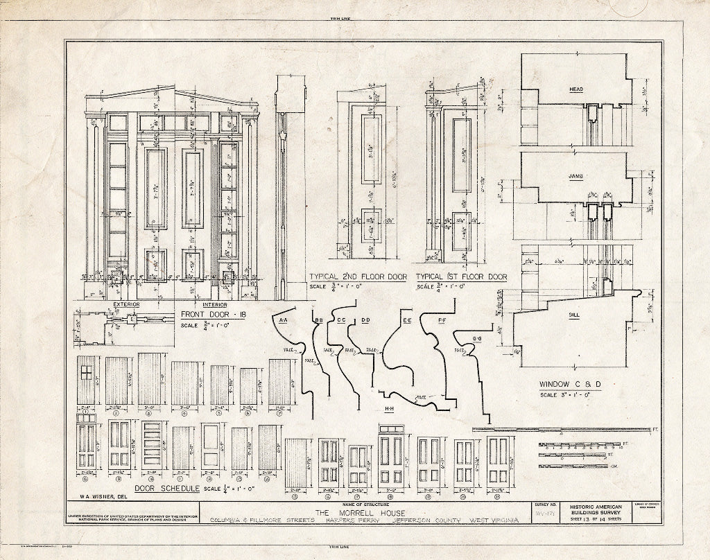 Blueprint HABS WVA,19-HARF,13- (Sheet 13 of 14) - Morrell House, Columbia & Fillmore Streets, Harpers Ferry, Jefferson County, WV