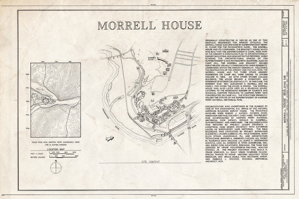 Blueprint HABS WVA,19-HARF,13- (Sheet 1 of 15) - Morrell House, Columbia & Fillmore Streets, Harpers Ferry, Jefferson County, WV