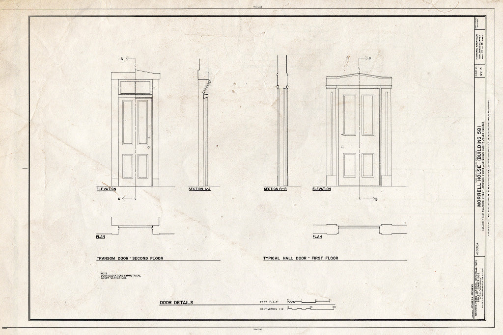 Blueprint HABS WVA,19-HARF,13- (Sheet 14 of 15) - Morrell House, Columbia & Fillmore Streets, Harpers Ferry, Jefferson County, WV