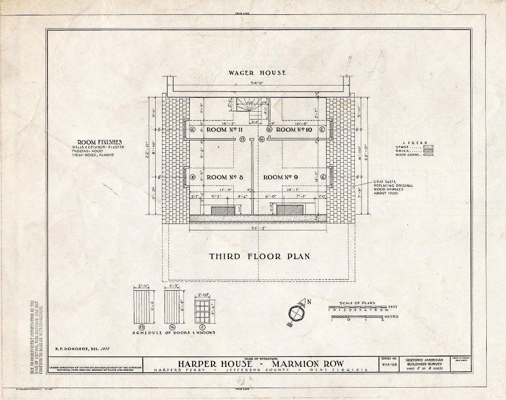 Blueprint HABS WVA,19-HARF,10- (Sheet 5 of 8) - Harper House, Harpers Ferry, Jefferson County, WV