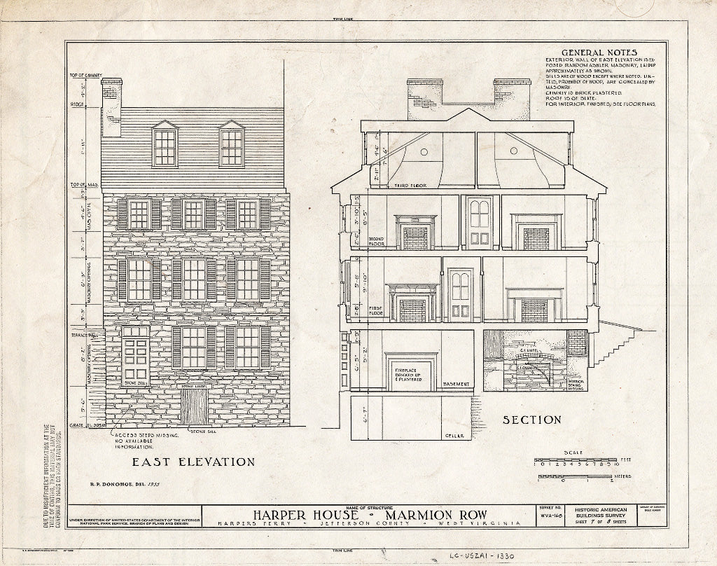 Blueprint HABS WVA,19-HARF,10- (Sheet 7 of 8) - Harper House, Harpers Ferry, Jefferson County, WV