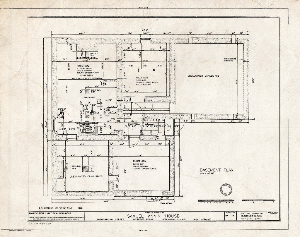 Blueprint HABS WVA,19-HARF,4- (Sheet 1 of 11) - Samuel Annin House, Shenandoah Street, Harpers Ferry, Jefferson County, WV