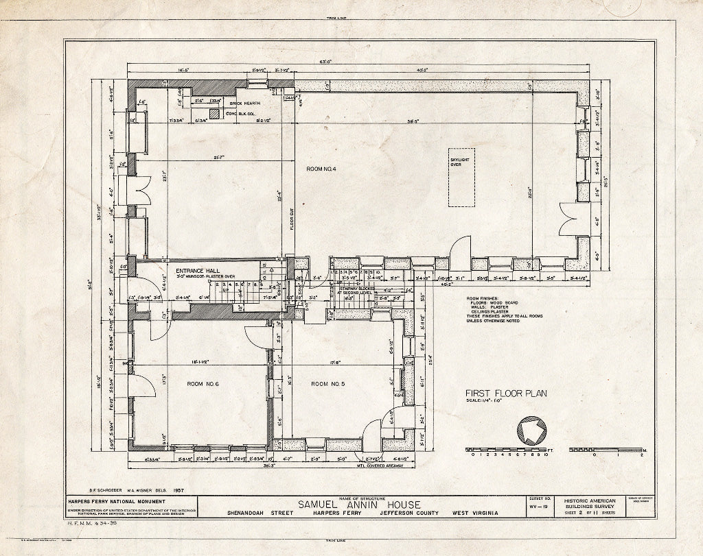 Blueprint HABS WVA,19-HARF,4- (Sheet 2 of 11) - Samuel Annin House, Shenandoah Street, Harpers Ferry, Jefferson County, WV