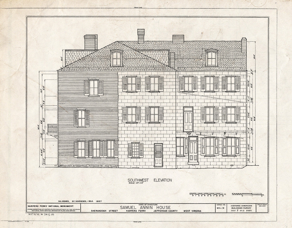 Blueprint HABS WVA,19-HARF,4- (Sheet 7 of 11) - Samuel Annin House, Shenandoah Street, Harpers Ferry, Jefferson County, WV