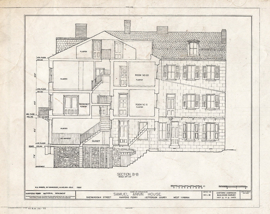 Blueprint HABS WVA,19-HARF,4- (Sheet 11 of 11) - Samuel Annin House, Shenandoah Street, Harpers Ferry, Jefferson County, WV
