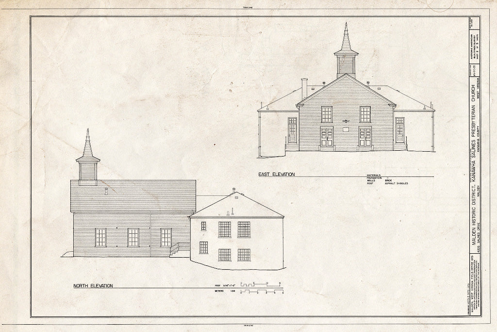 Blueprint HABS WVA,20-MALD,36- (Sheet 3 of 3) - Malden Historic District, Kanawha Salines Presbyterian Church, 4305 Salines Drive, Malden, Kanawha County, WV