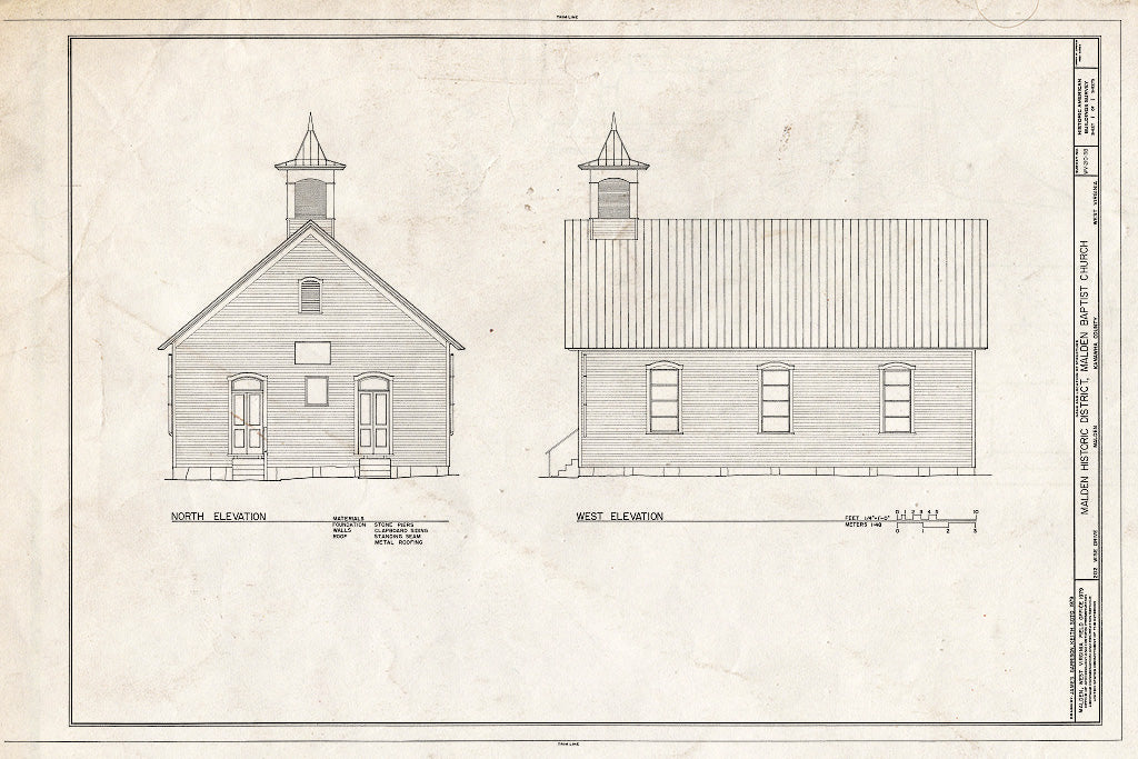 Blueprint HABS WVA,20-MALD,39- (Sheet 1 of 1) - Malden Historic District, Malden Missionary Baptist Church, 202 Wise Drive, Malden, Kanawha County, WV