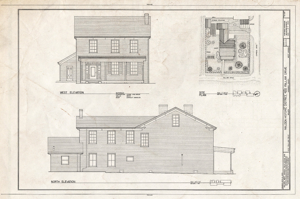 Blueprint HABS WVA,20-MALD,40- (Sheet 1 of 1) - Malden Historic District, 4212 Fallam Drive (House), Malden, Kanawha County, WV