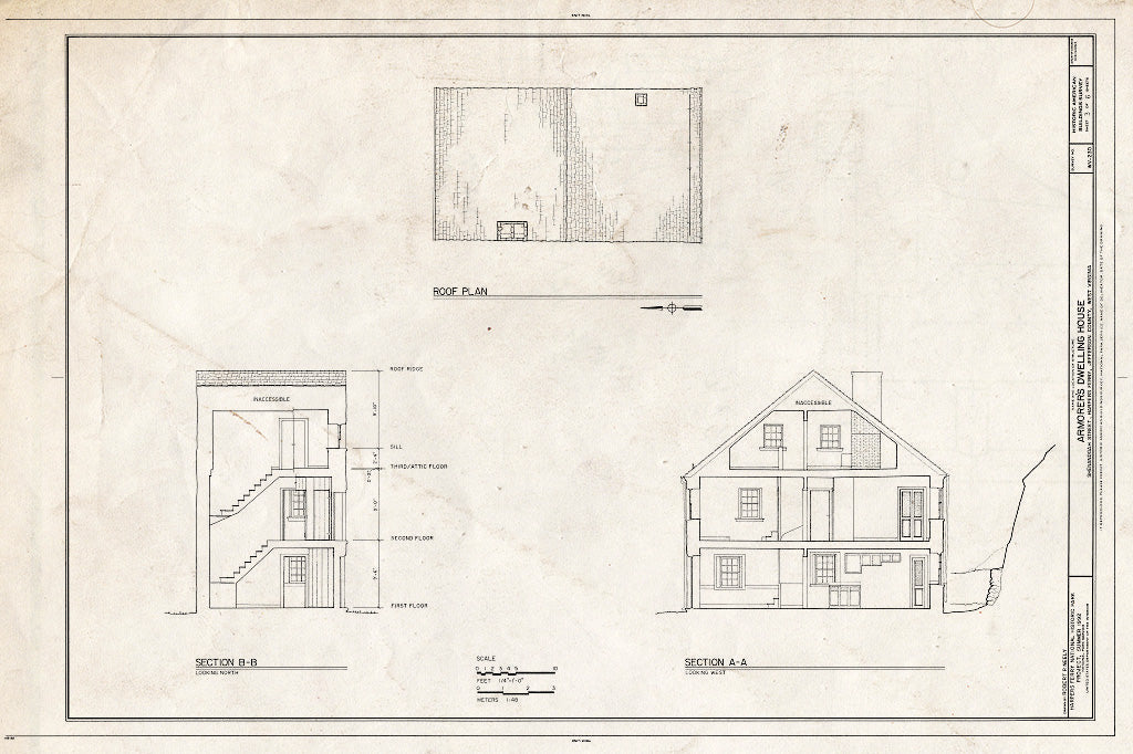 Blueprint HABS WVA,19-HARF,5- (Sheet 3 of 6) - Armorer's Dwelling House, Northwest Side of Shanandoah Street, 400' west of Market Street, Harpers Ferry, Jefferson County, WV