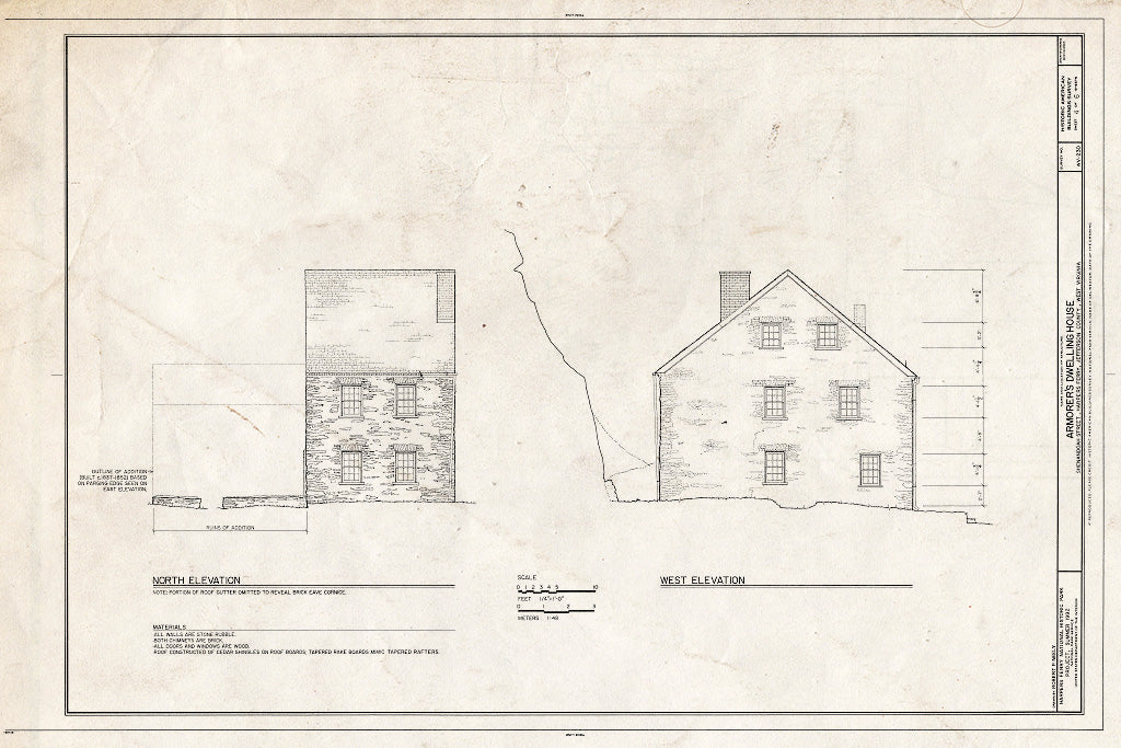 Blueprint HABS WVA,19-HARF,5- (Sheet 4 of 6) - Armorer's Dwelling House, Northwest Side of Shanandoah Street, 400' west of Market Street, Harpers Ferry, Jefferson County, WV