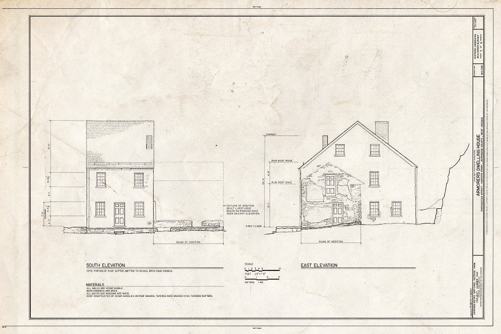 Blueprint HABS WVA,19-HARF,5- (Sheet 5 of 6) - Armorer's Dwelling House, Northwest Side of Shanandoah Street, 400' west of Market Street, Harpers Ferry, Jefferson County, WV
