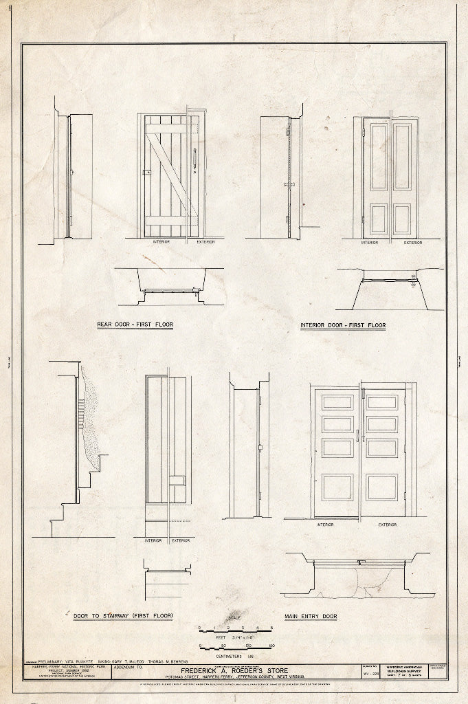 Blueprint HABS WVA,19-HARF,17- (Sheet 7 of 8) - Roeder Store, Potomac Street, Harpers Ferry, Jefferson County, WV
