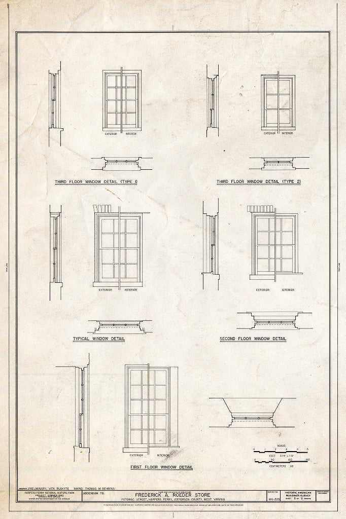 Blueprint HABS WVA,19-HARF,17- (Sheet 8 of 8) - Roeder Store, Potomac Street, Harpers Ferry, Jefferson County, WV