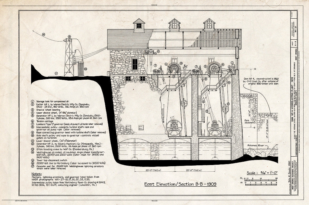 Blueprint HAER WVA,2-SHEP.V,1- (Sheet 6 of 6) - Dam No. 4 Hydroelectric Plant, Potomac River, Martinsburg, Berkeley County, WV
