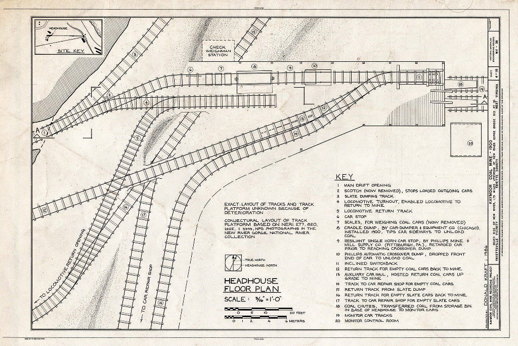 Blueprint HAER WVA,10-FAY.V, 2- (Sheet 4 of 16) - Kaymoor Coal Mine, South Side of New River, Upstream of New River Gorge Bridge, Fayetteville, Fayette County, WV