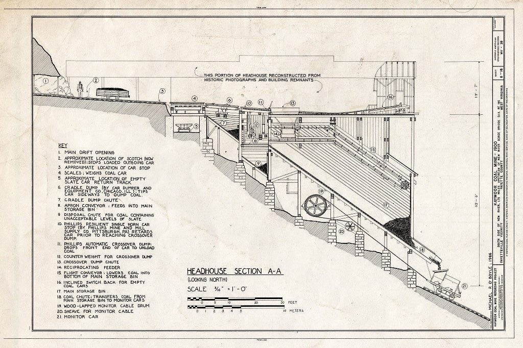 Blueprint HAER WVA,10-FAY.V, 2- (Sheet 6 of 16) - Kaymoor Coal Mine, South Side of New River, Upstream of New River Gorge Bridge, Fayetteville, Fayette County, WV