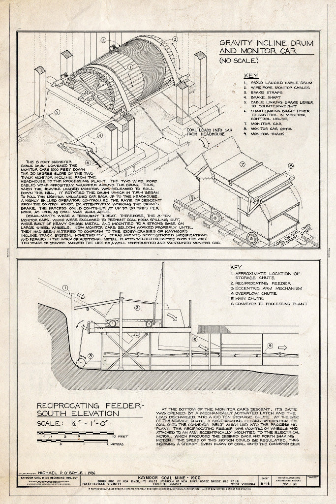 Blueprint HAER WVA,10-FAY.V, 2- (Sheet 8 of 16) - Kaymoor Coal Mine, South Side of New River, Upstream of New River Gorge Bridge, Fayetteville, Fayette County, WV