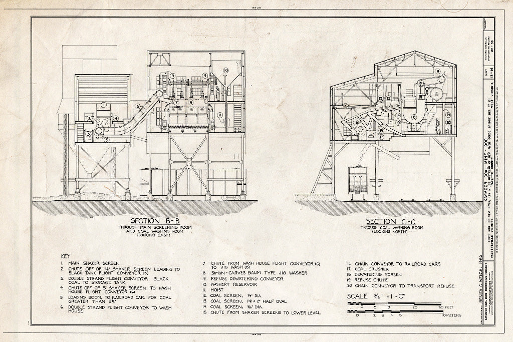 Blueprint HAER WVA,10-FAY.V, 2- (Sheet 13 of 16) - Kaymoor Coal Mine, South Side of New River, Upstream of New River Gorge Bridge, Fayetteville, Fayette County, WV