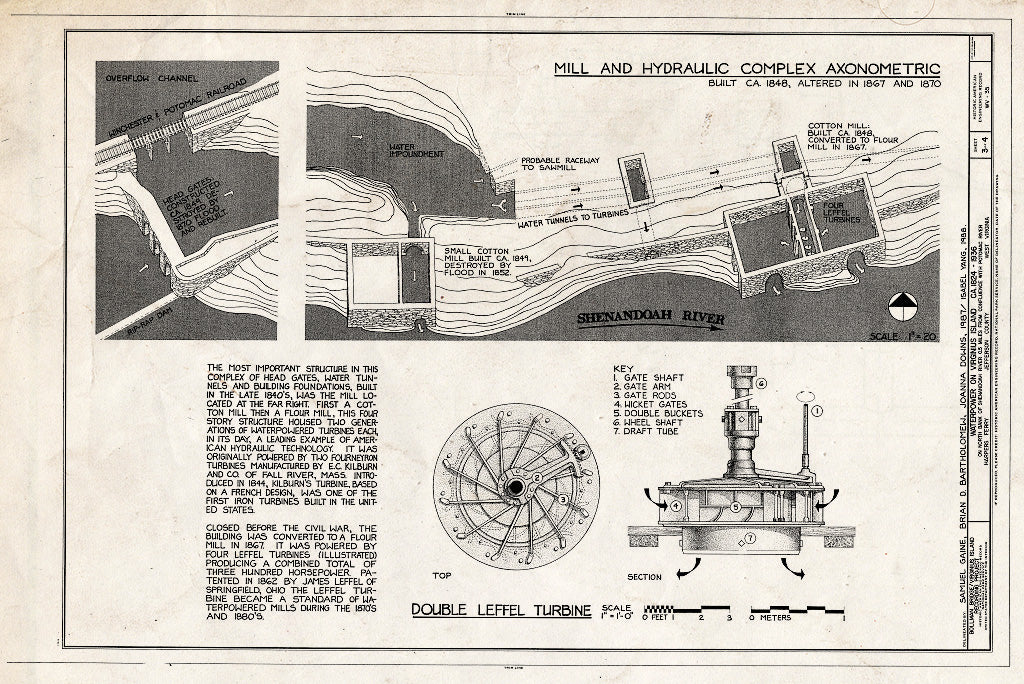 Blueprint HAER WVA,19-HARF,29- (Sheet 3 of 4) - Waterpower on Virginius Island, Shenandoah River Near Potomac River, Harpers Ferry, Jefferson County, WV