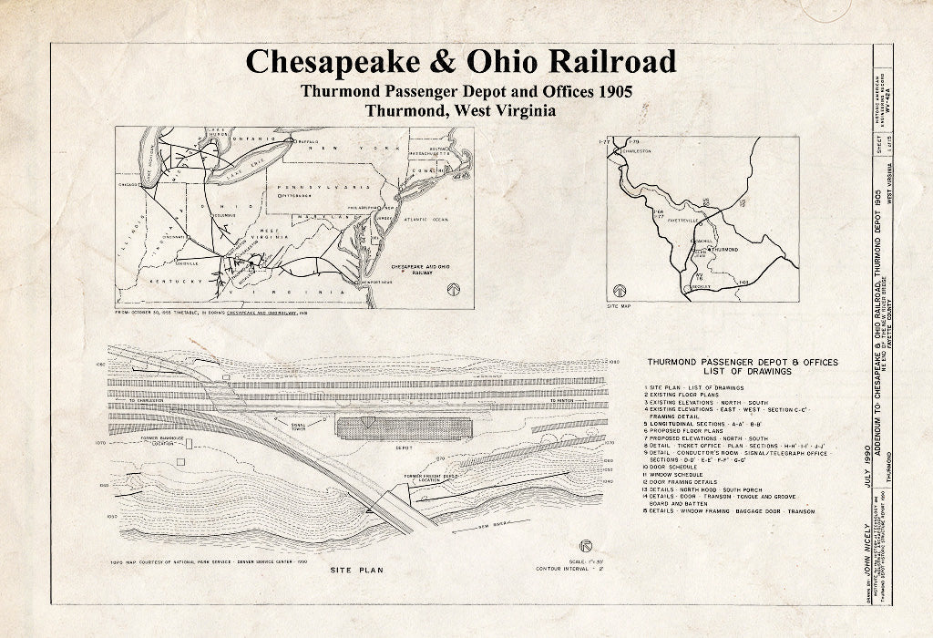 Blueprint HAER WVA,10-THUR,1A- (Sheet 1 of 15) - Chesapeake & Ohio Railroad, Thurmond Depot, Northeast end of New River Bridge, Thurmond, Fayette County, WV