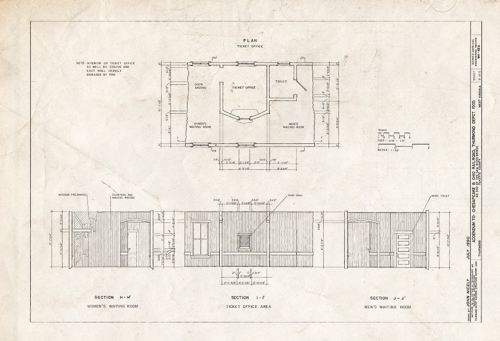 Blueprint HAER WVA,10-THUR,1A- (Sheet 8 of 15) - Chesapeake & Ohio Railroad, Thurmond Depot, Northeast end of New River Bridge, Thurmond, Fayette County, WV