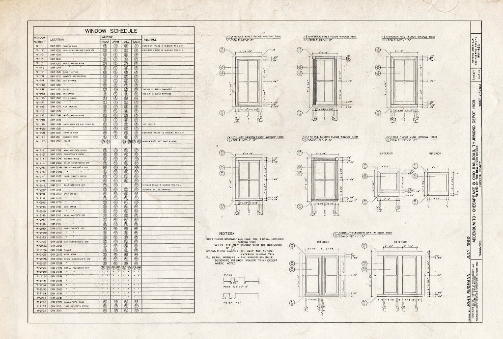 Blueprint HAER WVA,10-THUR,1A- (Sheet 11 of 15) - Chesapeake & Ohio Railroad, Thurmond Depot, Northeast end of New River Bridge, Thurmond, Fayette County, WV