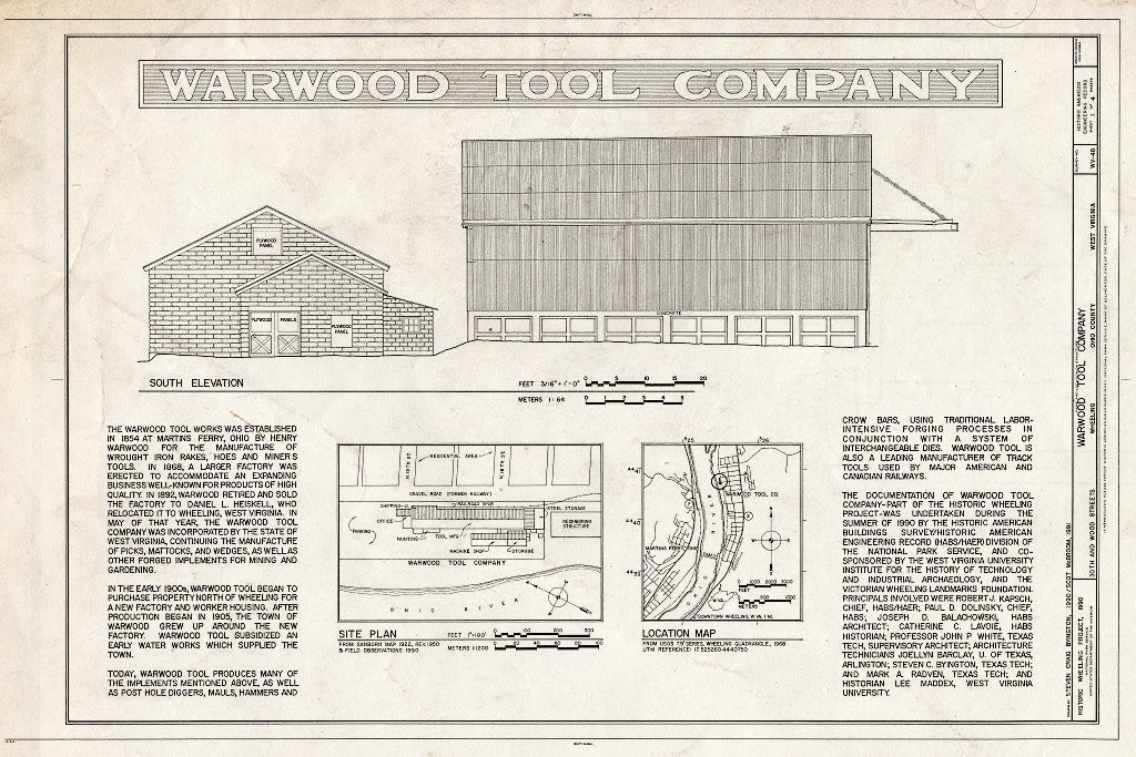 Blueprint HAER WVA,35-Wheel,39- (Sheet 1 of 4) - Warwood Tool Company, Foot of Nineteenth Street, Wheeling, Ohio County, WV