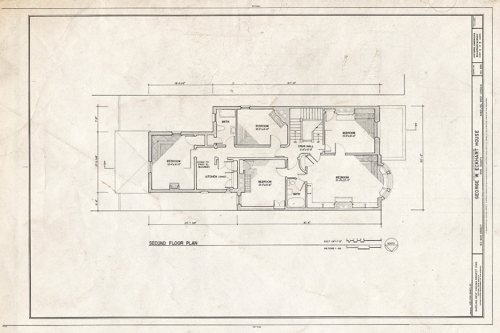 Blueprint HABS WVA,35-Wheel,36- (Sheet 3 of 5) - George W. Eckhart House, 810 Main Street, Wheeling, Ohio County, WV
