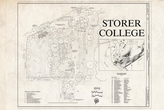 Blueprint Site Plan, Location Map - Storer College, Harpers Ferry, Jefferson County, WV