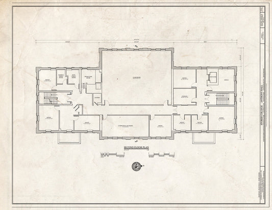 Blueprint 5. Second Floor Plan - Storer College, Anthony Hall, Camp Hill, Harpers Ferry, Jefferson County, WV