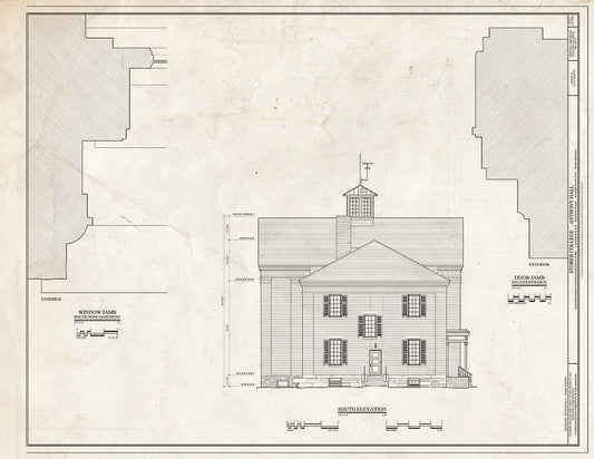 Blueprint 10. South Elevation - Storer College, Anthony Hall, Camp Hill, Harpers Ferry, Jefferson County, WV