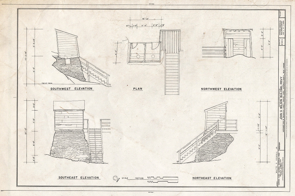 Blueprint HABS WVA,19-HARF,20A- (Sheet 1 of 1) - John G. Wilson Building, Privy, Northwest Side of Shenandoah Street, Harpers Ferry, Jefferson County, WV