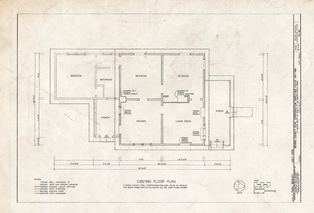 Blueprint HAER WVA,23-MOCL,1- (Sheet 2 of 2) - Boone County Coal Corporation Dwelling House, 1.7 Miles East of Route 17 on Beech Creek Road, Monclo, Logan County, WV