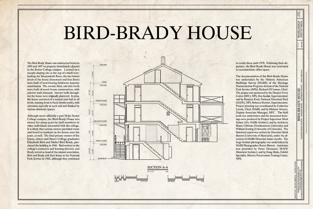 Blueprint Cover Sheet and Section - Bird-Brady House, Camp Hill, Harpers Ferry, Jefferson County, WV