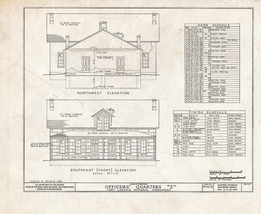 Blueprint HABS WYO,8-FOLA,3D- (Sheet 3 of 10) - Fort Laramie, Officer's Ouarters E, Fort Laramie, Goshen County, WY