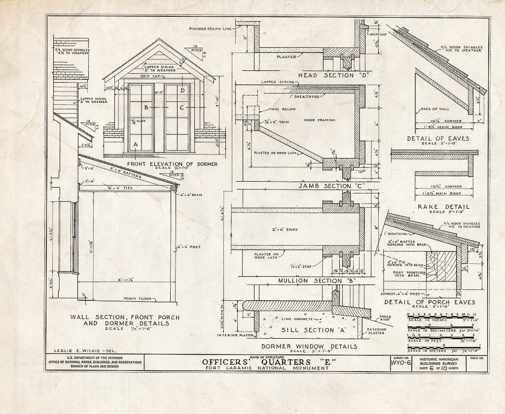 Blueprint HABS WYO,8-FOLA,3D- (Sheet 6 of 10) - Fort Laramie, Officer's Ouarters E, Fort Laramie, Goshen County, WY