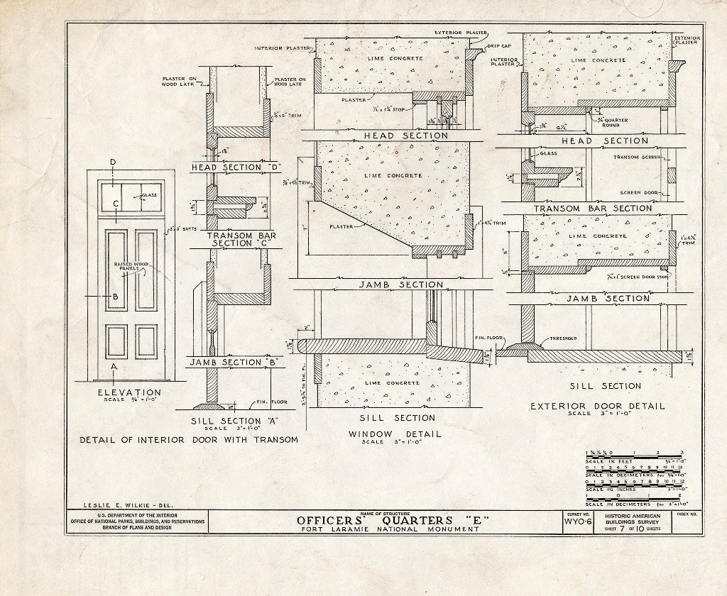Blueprint HABS WYO,8-FOLA,3D- (Sheet 7 of 10) - Fort Laramie, Officer's Ouarters E, Fort Laramie, Goshen County, WY