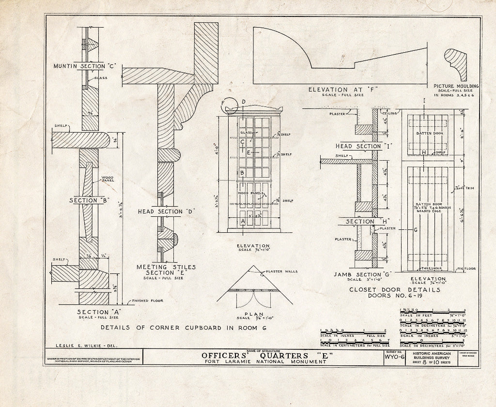 Blueprint HABS WYO,8-FOLA,3D- (Sheet 8 of 10) - Fort Laramie, Officer's Ouarters E, Fort Laramie, Goshen County, WY