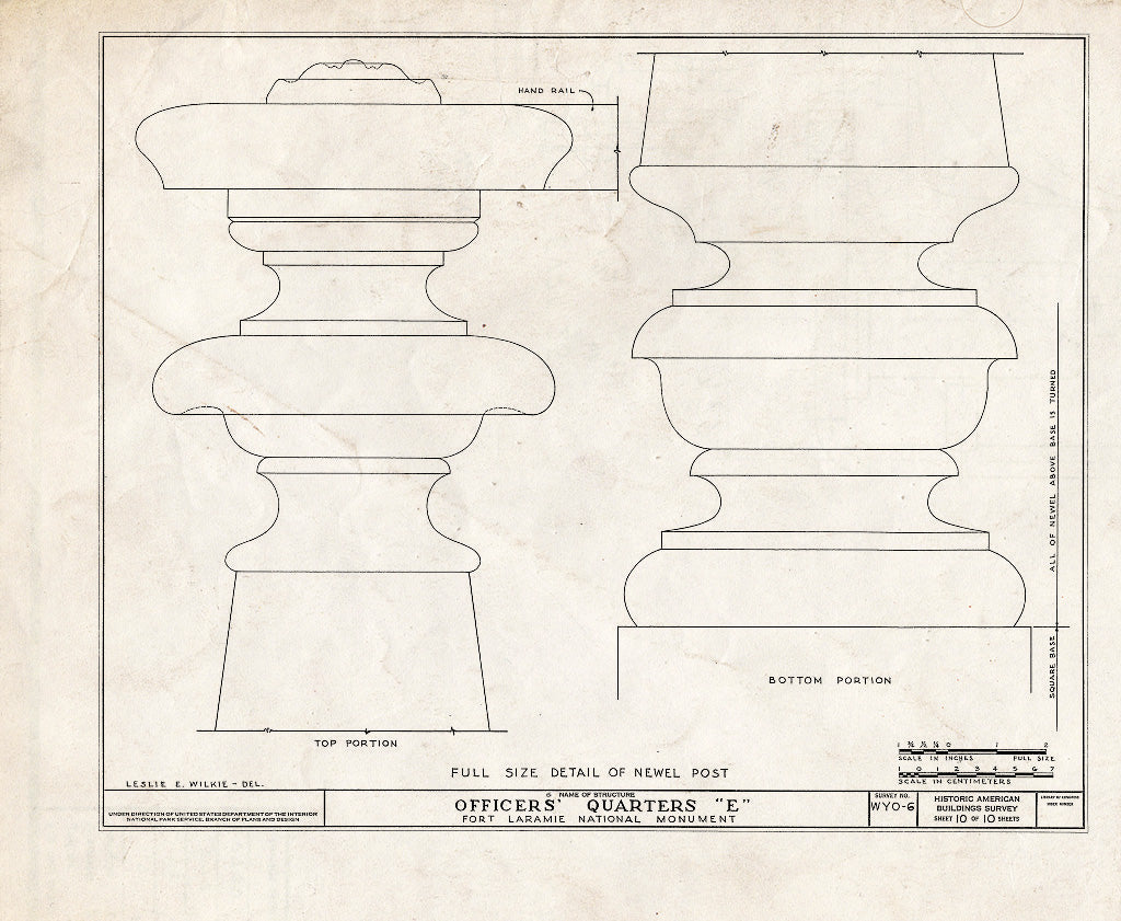 Blueprint HABS WYO,8-FOLA,3D- (Sheet 10 of 10) - Fort Laramie, Officer's Ouarters E, Fort Laramie, Goshen County, WY