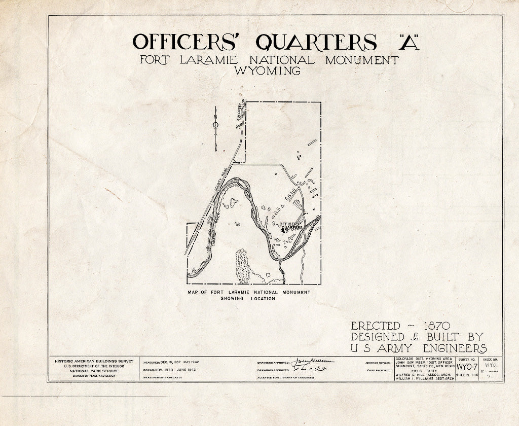 Blueprint HABS WYO,8-FOLA,3E- (Sheet 0 of 14) - Fort Laramie, Officer's Quarters A, Fort Laramie, Goshen County, WY