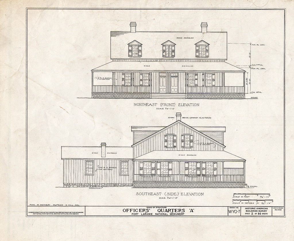 Blueprint HABS WYO,8-FOLA,3E- (Sheet 2 of 14) - Fort Laramie, Officer's Quarters A, Fort Laramie, Goshen County, WY