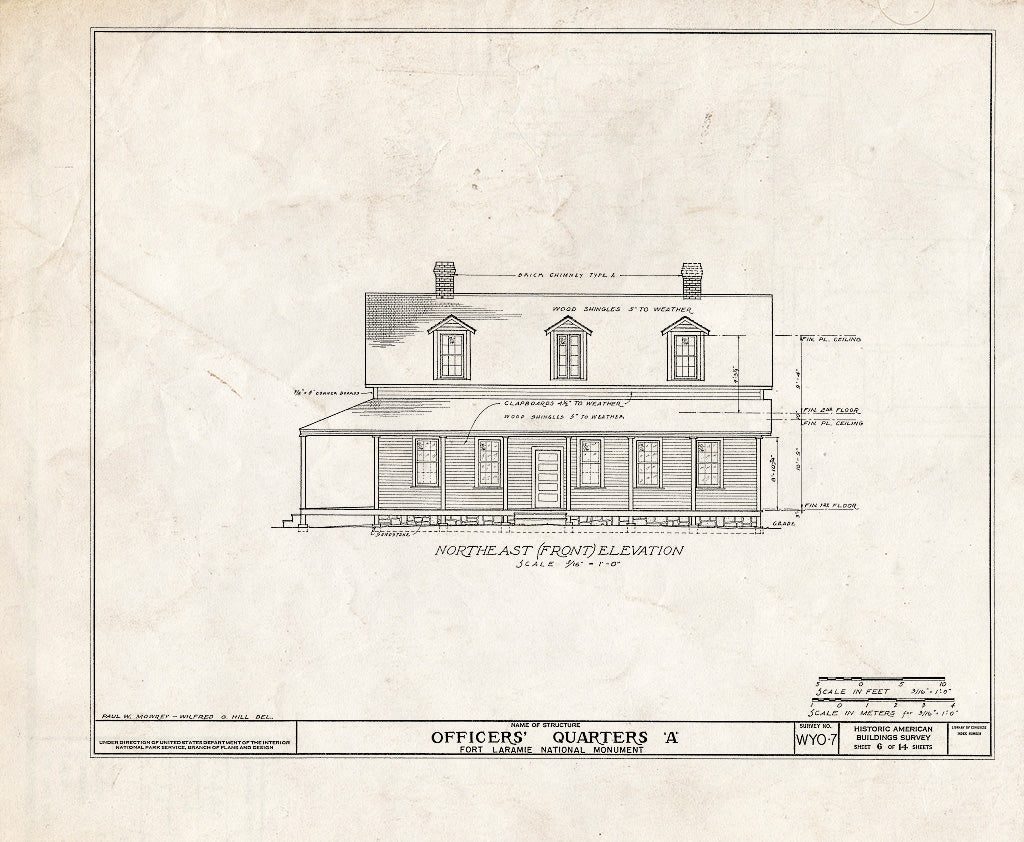 Blueprint HABS WYO,8-FOLA,3E- (Sheet 6 of 14) - Fort Laramie, Officer's Quarters A, Fort Laramie, Goshen County, WY
