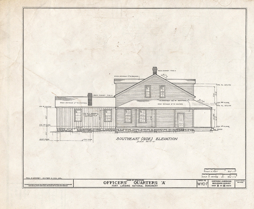 Blueprint HABS WYO,8-FOLA,3E- (Sheet 8 of 14) - Fort Laramie, Officer's Quarters A, Fort Laramie, Goshen County, WY